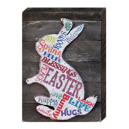 DESIGNOCRACY Easter Bunny Quotes Rustic Textual Art on Board Wall Decor 9871718